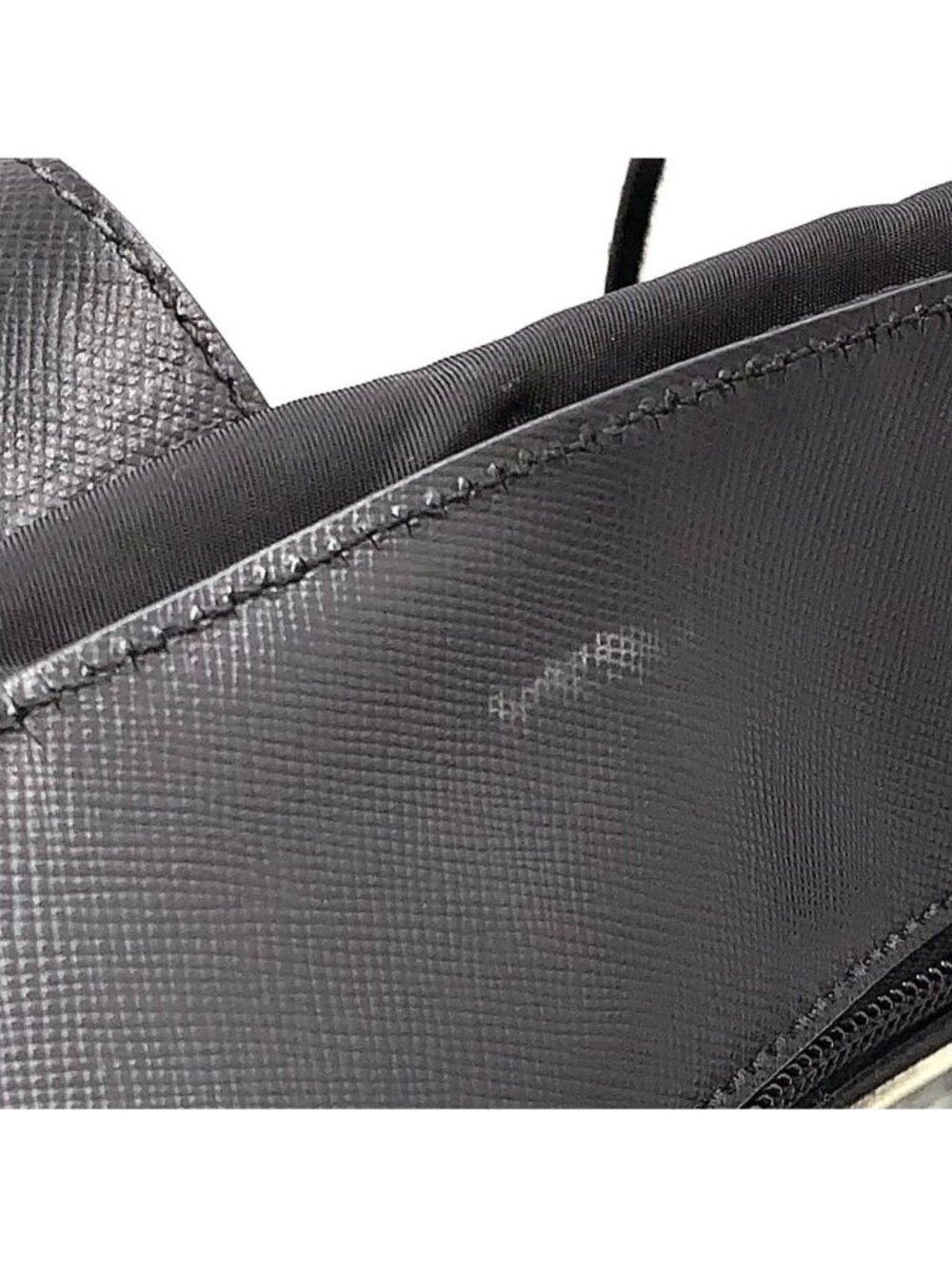 Prada 2-Way Shoulder Leather Nylon Black Handbag Silver - Picture 8 of 14